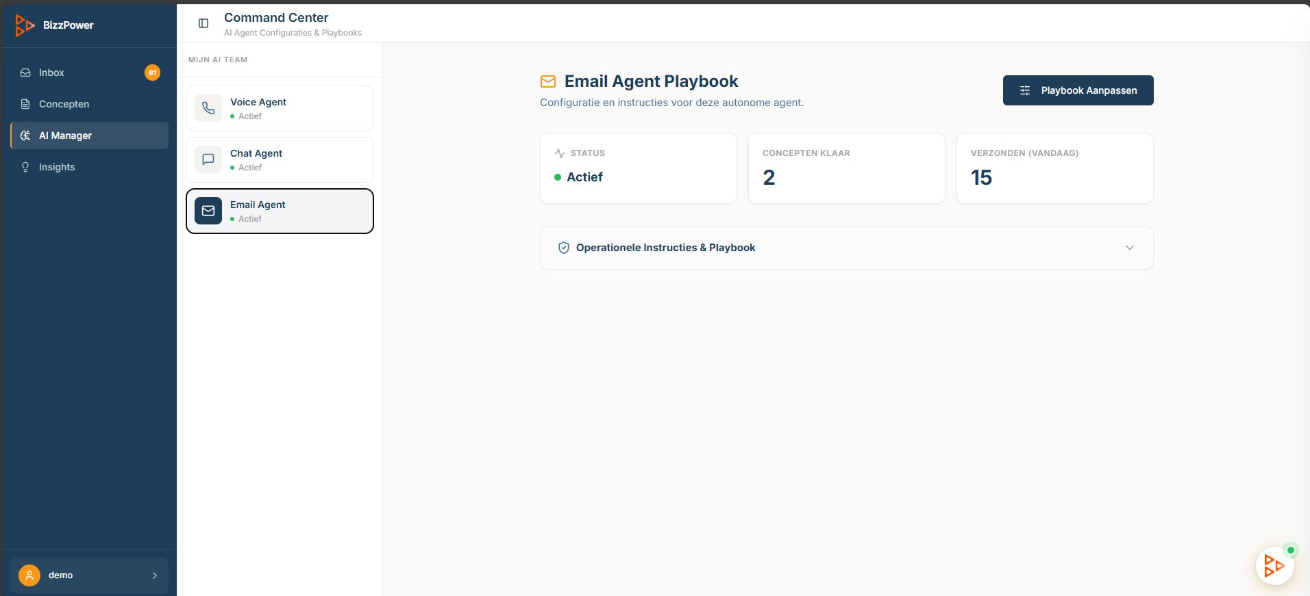 BizzPower AI Manager Command Center