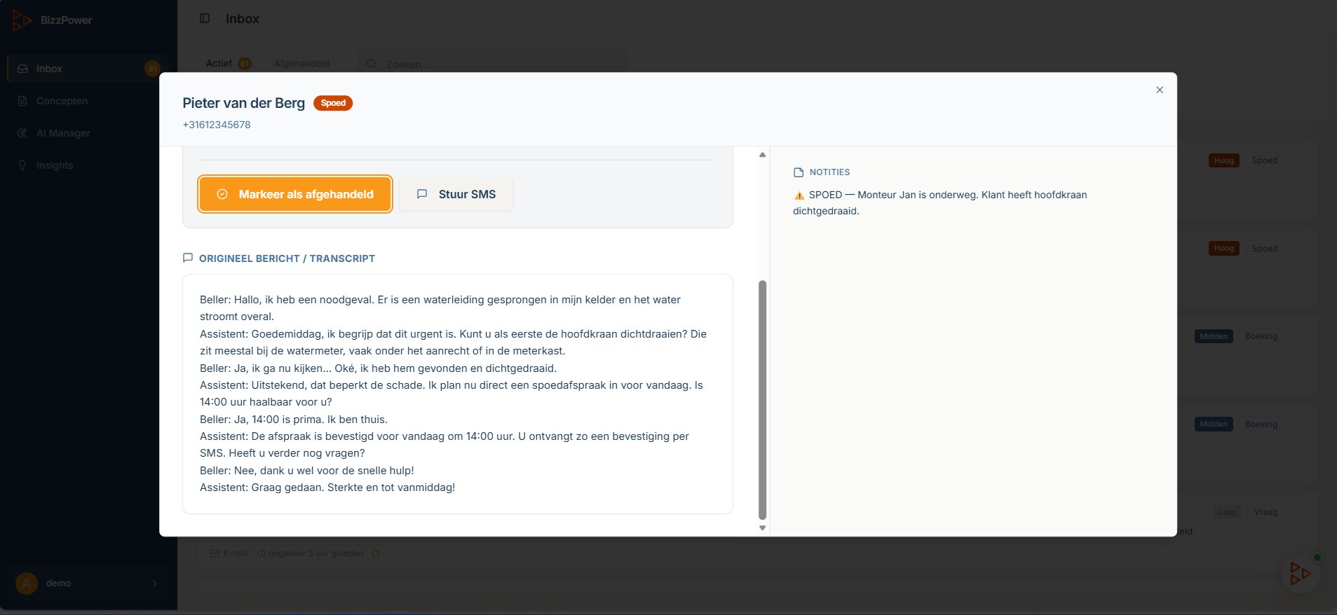 BizzPower case detail met transcript